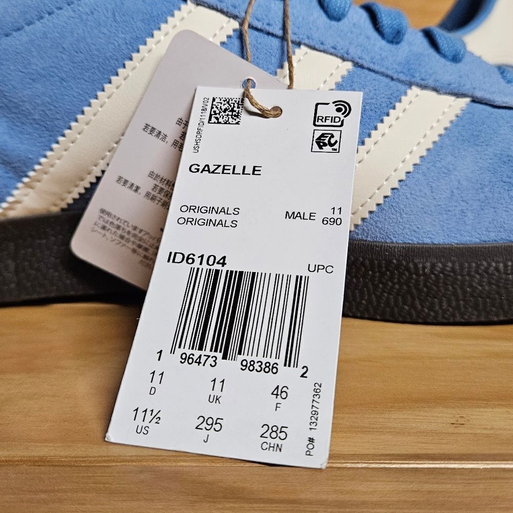 Adidas Originals Gazelle Sky Blue White Gum Mens Trainer Shoe Sneaker ID6104 - Picture 10 of 15